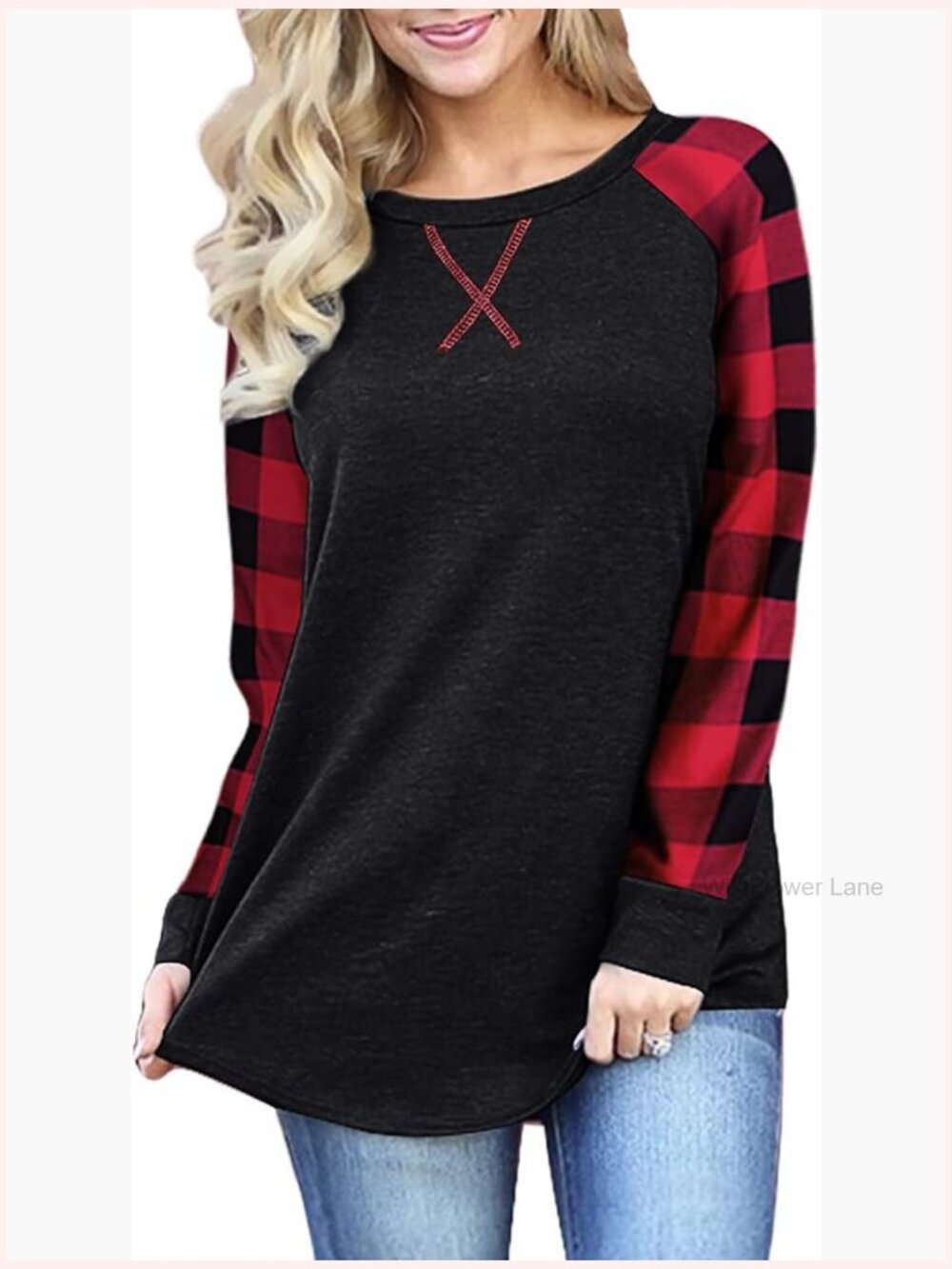 Loose Fit Long Sleeve Plaid Tunic Top